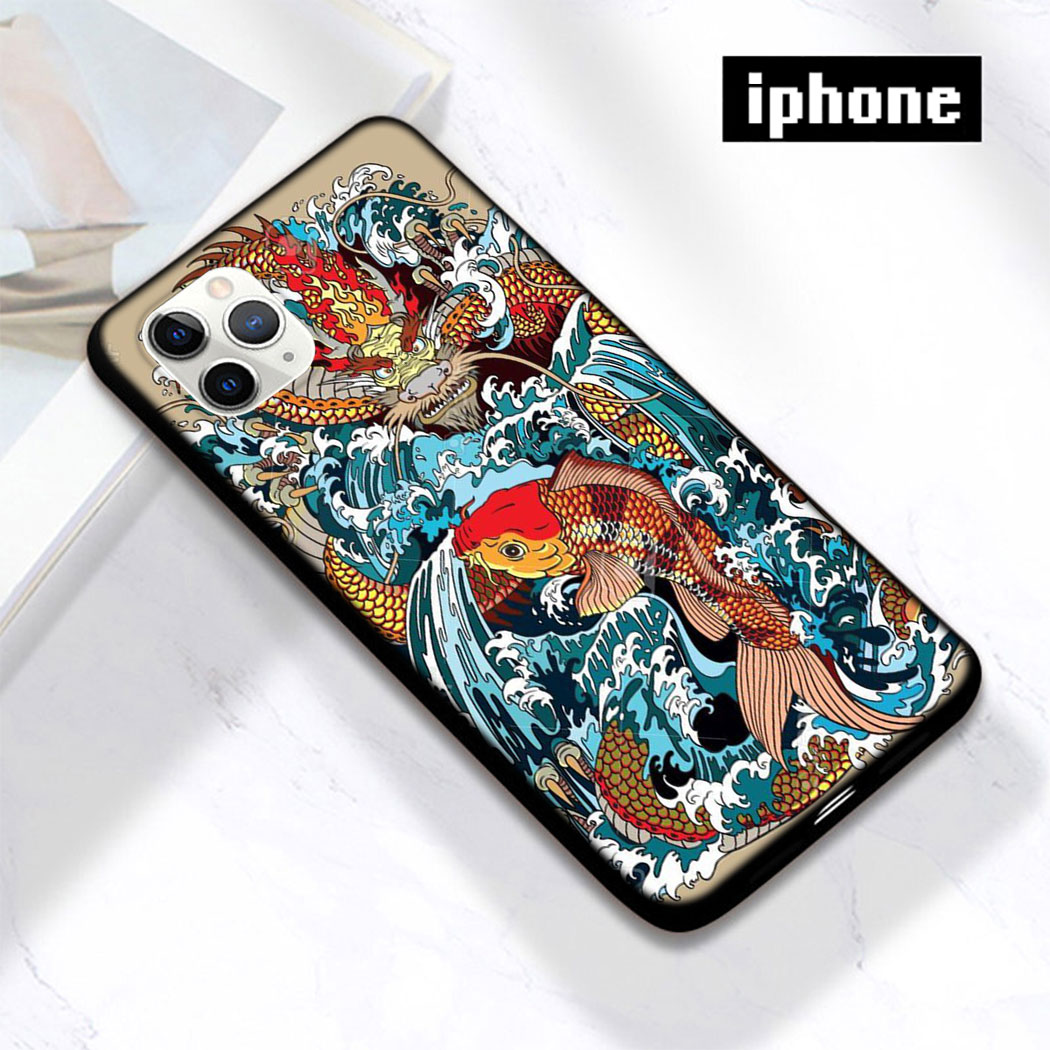 Ốp Điện Thoại Silicon Mềm Đen Hình Hokusai The Great Wave Cho Iphone 11 Pro Max 12 Mini Pro Xs Max Se 2020 Xc50