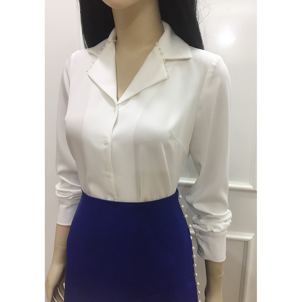 Áo Sơ Mi Nữ 💖𝑭𝒓𝒆𝒆𝒔𝒉𝒊𝒑💖 Áo Cổ Vest Nữ Công Sở Màu Vàng, Đen, Trắng | BigBuy360 - bigbuy360.vn