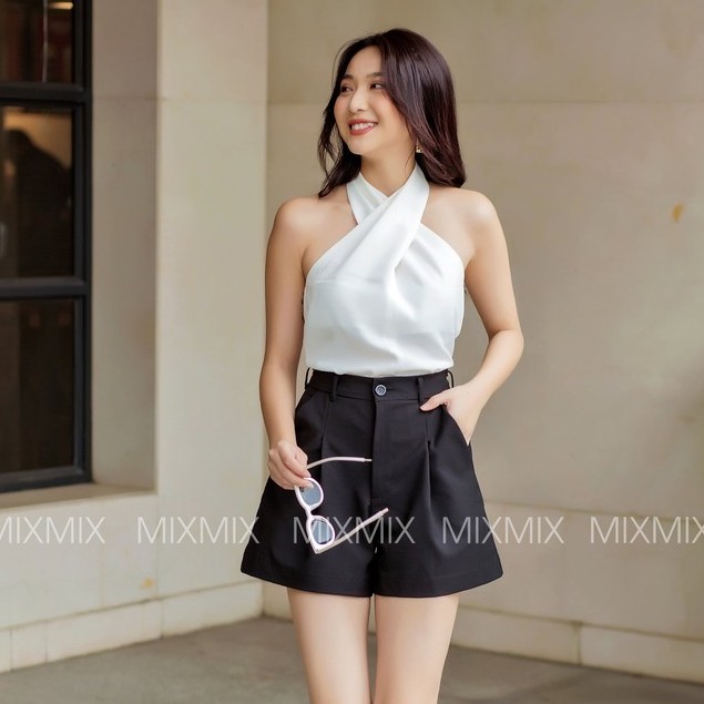 Áo cổ yếm dạo phố cực xinh màu trắng - MIXMIX - Hàng thiết kế - Hình ảnh độc quyền shop tự chụp