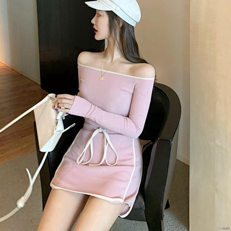 Bộ Áo Trễ Vai Và Chân Váy Dài Lưng Cao Thời Trang Nữ