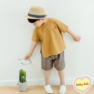 Bộ cộc xuất hàn bé trai, bộ bé trai chất đũi hàn quốc, bộ bé trai chui đầu chất mát
