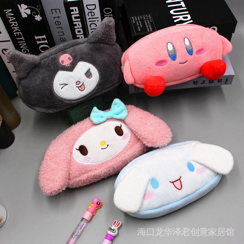 Túi Đựng Bút / Mỹ Phẩm / Đồ Dùng Văn Phòng Phẩm Có Khóa Kéo Họa Tiết Cinnamon Dog Melody / Ngôi Sao Kirby Kuromi Phong Cách Nhật Hàn