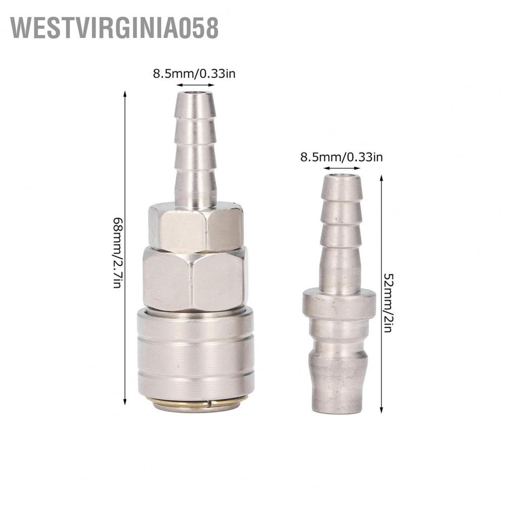 Westvirginia058 Bộ nối không khí Niken mạ thép gỉ Tự khóa Kết nhanh Phụ kiện ống nén