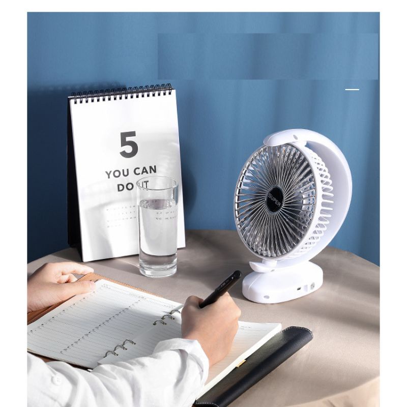 Quạt sạc tích điện mini super fan để bàn lồng quay 360 độ cắm cổng usb 3 chế độ gió quạt không dây Miibooshi D3.023