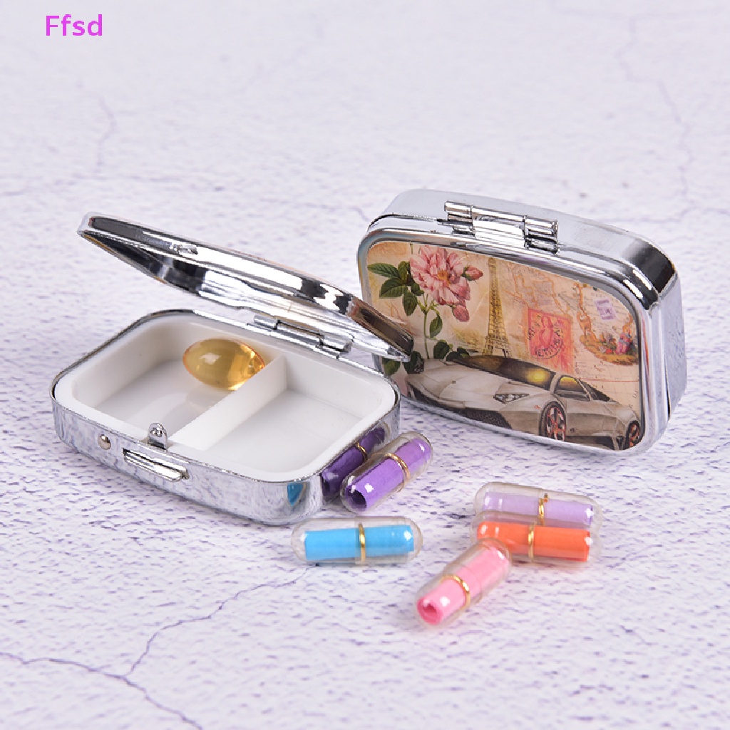 Hộp Đựng Thuốc Viên Hình Vuông Bằng Kim Loại Gấp Gọn Tiện Lợi