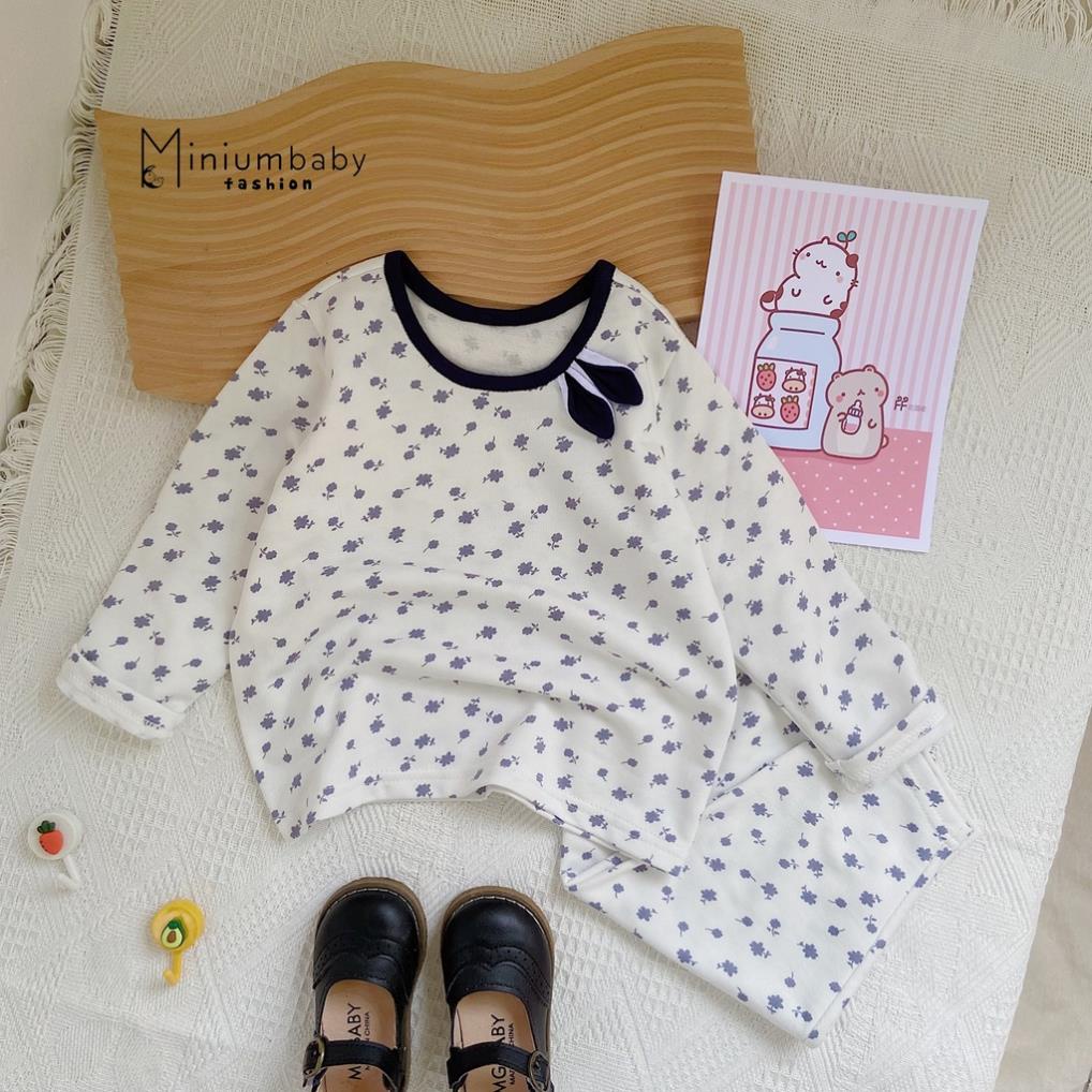 Bộ đồ dài tay quần dài thu đông hoa nhí tai thỏ cho bé gái chất 100% cotton, quần áo trẻ em MiniumBaby-SB1062
