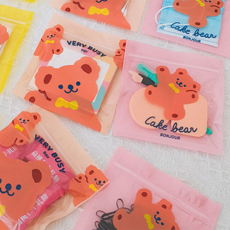 Set 100 Túi Zip Bằng Nhựa Họa Tiết Hoạt Hình Dễ Thương