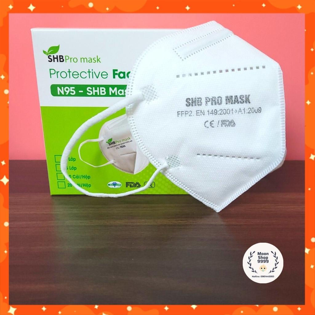 Khẩu trang N95, khẩu trang y tế kháng khuẩn, không van, SHB pro mask, màu trắng, chống nắng, lọc bụi mịn - Hàng cao cấp