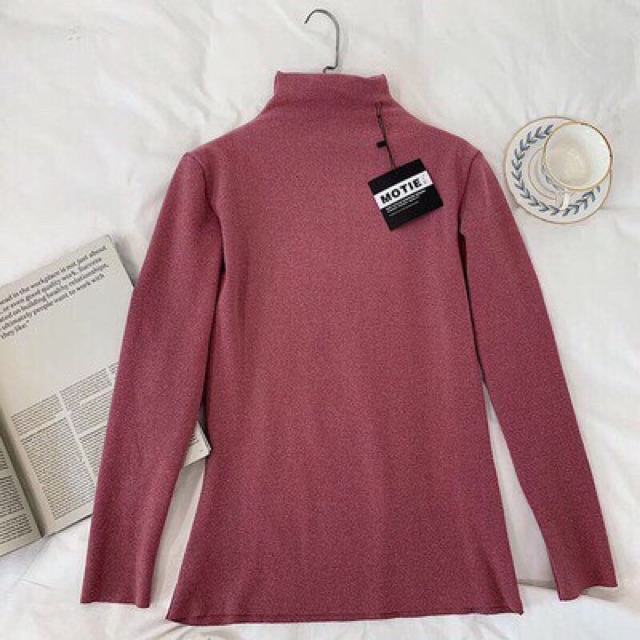 Áo Giữ Nhiệt Cổ 3 Phân Juss Miss You ,Áo Cổ Lọ Siêu Chảnh , Áo Giữ Nhiệt Lót Nỉ Xuất Nhật  (Túi Zip)