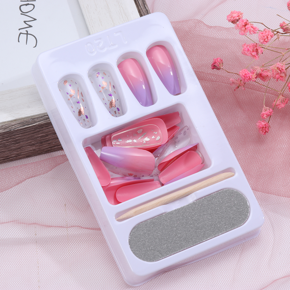 Set 24 Móng Tay Giả Che Phủ Toàn Diện Móng Tay Múa Ba Lê Bằng Gel Acrylic Có Thể Tháo Rời