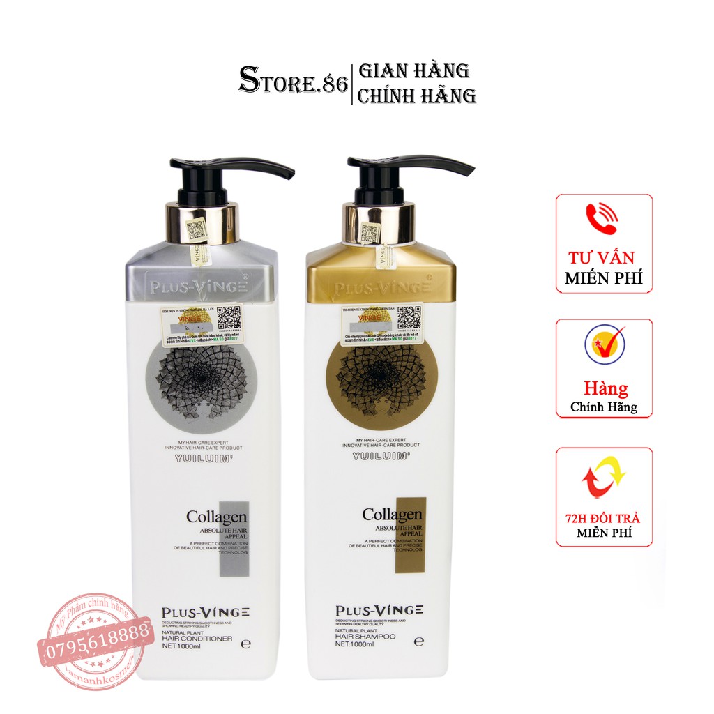 Dầu gội xả Collagen Vinge giảm rụng tóc, ngăn rụng tóc,Phục hồi tóc mềm mượt