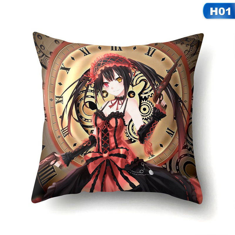 Vỏ gối vuông in họa tiết nhân vật Kurumi Tokisaki trong hoạt hình Date A Live