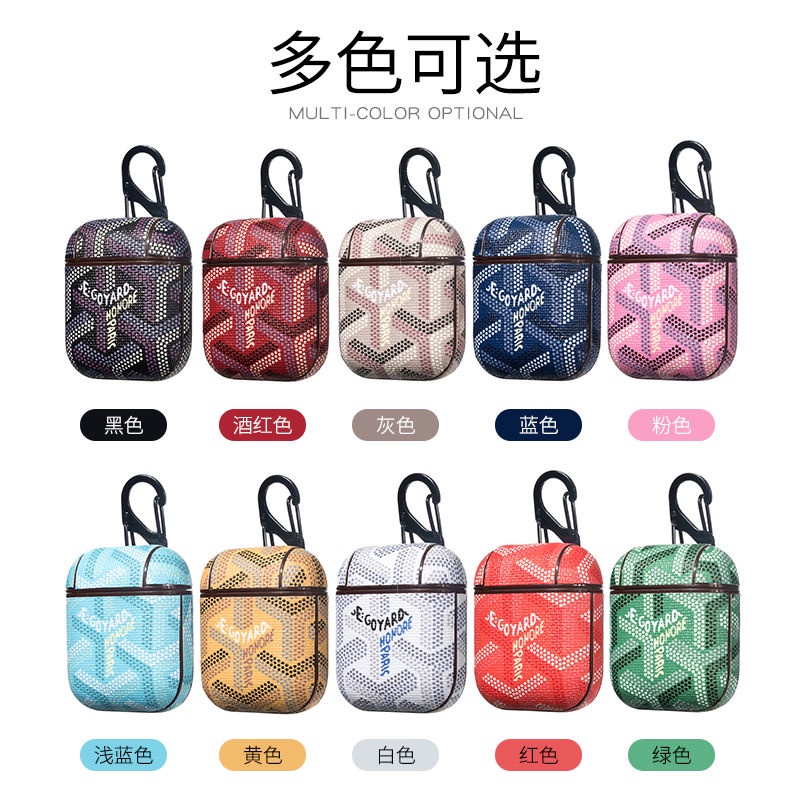 Vỏ Da Bảo Vệ Hộp Sạc Tai Nghe AirPods 1 2 3rd pro Thiết Kế Thời Trang Có Móc Kim Loại