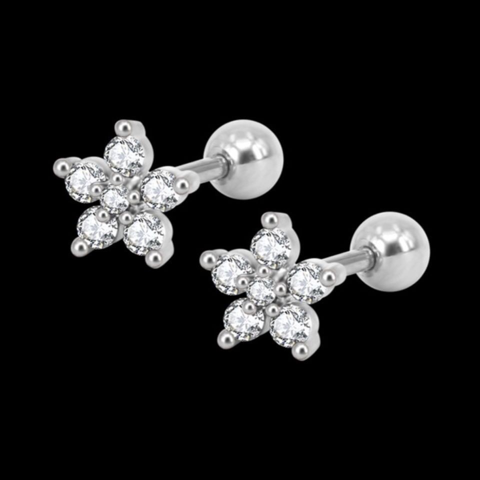Fashion earrings Simple Exquisite Flower Shape Zircon No Allergy Ear Studs Women Jewelry