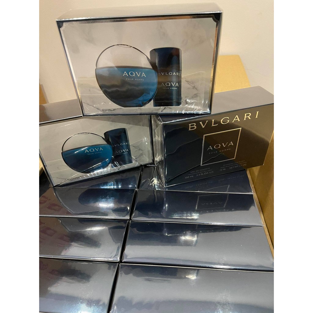 SET NƯỚC HOA NAM BVLGARI AQVA POUR HOMME 100ML KÈM LĂN KHỬ MÙI 75ML- Trẻ trung, Tươi mát