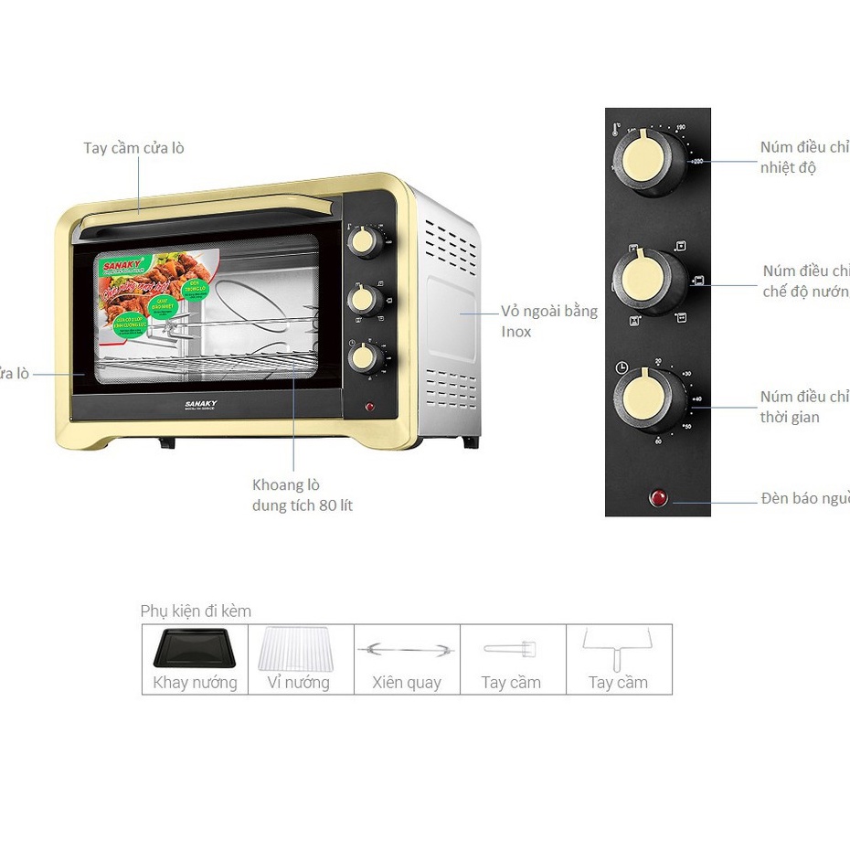 [Mã ELHADEV giảm 4% đơn 300K] Lò Nướng SANAKY VH809N2D.Hàng chính hãng