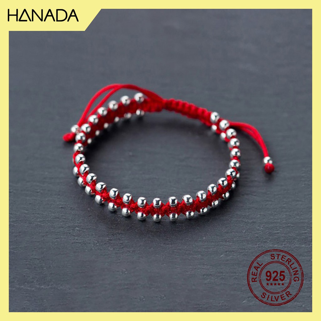 Lắc Tay Bạc 925 Hanada Bi Phối Dây Đỏ Tầng