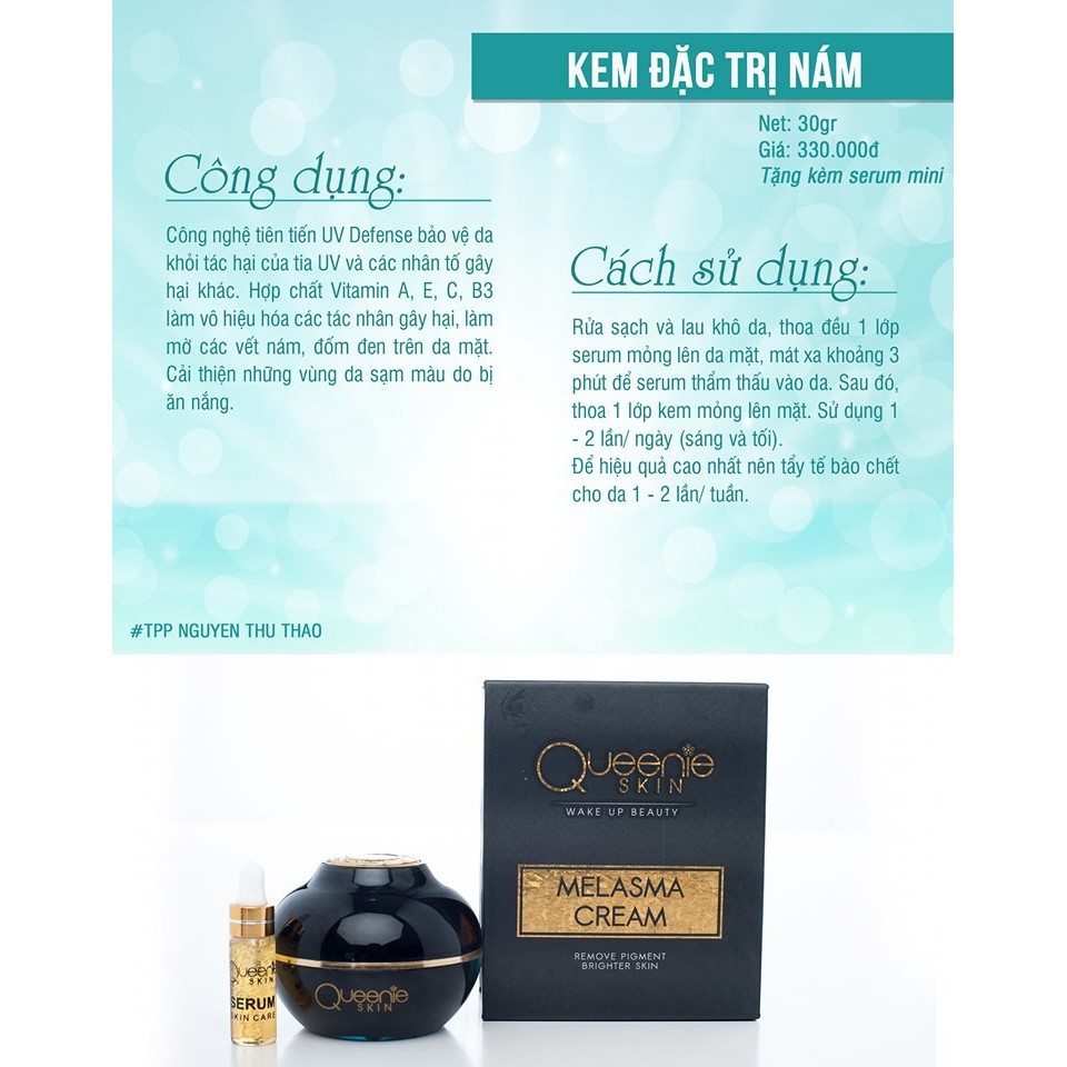 KEM DƯỠNG DA MẶT NGĂN NGỪA NÁM TÀN NHANG CỦA QUEENIE SKIN