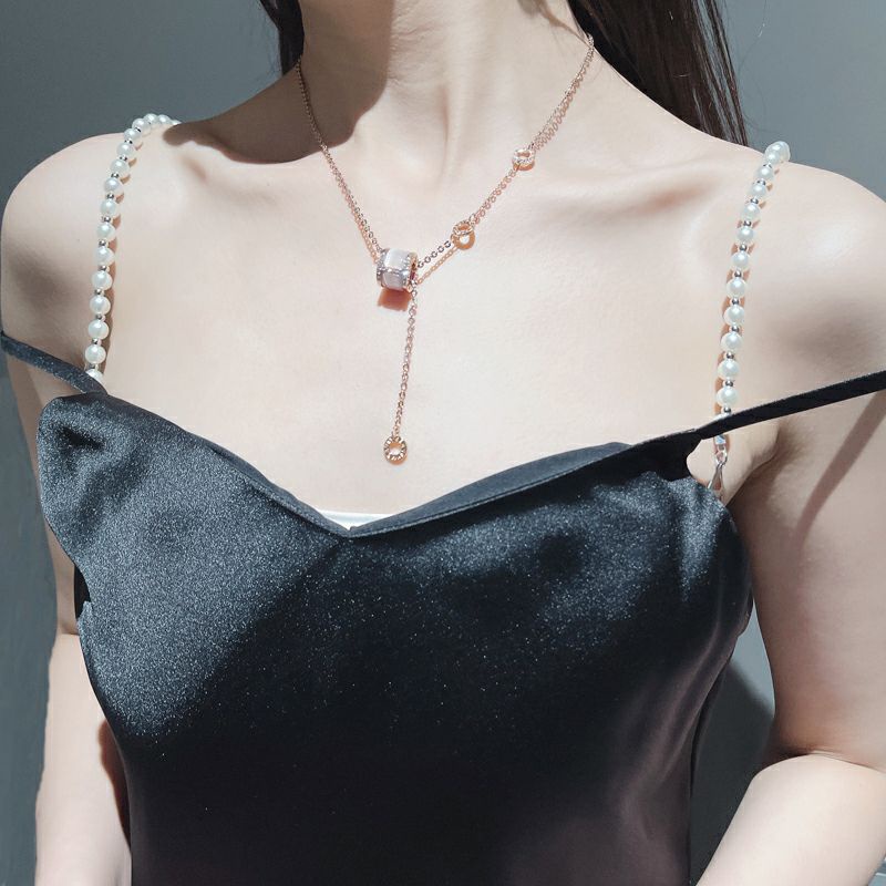 1 đôi dây áo ngọc trai giả màu trắng handmade thời trang