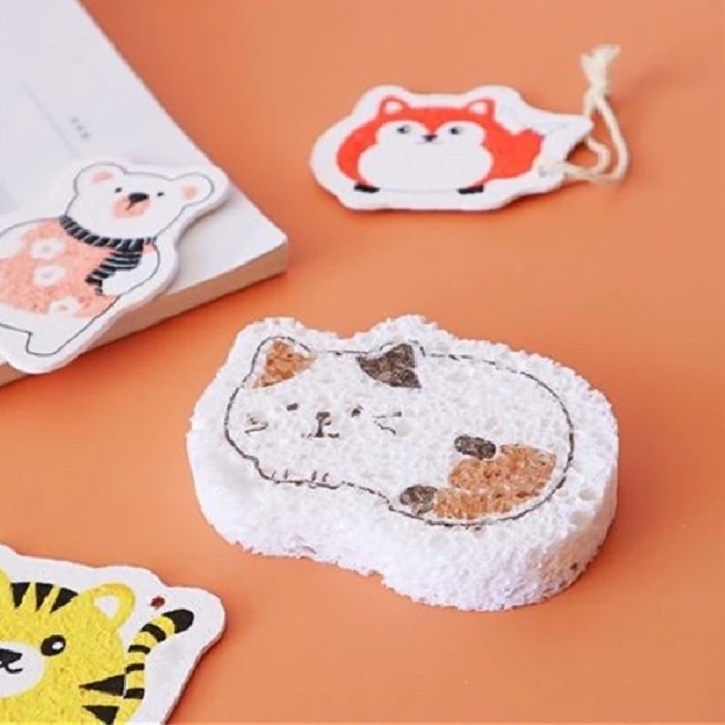 Miếng rửa chén cotton bột gỗ dạng nén đa năng tiện dụng cho nhà bếp / phòng tắm