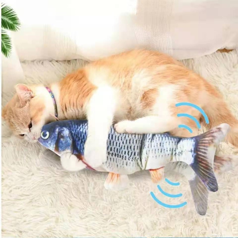Cá Giả Đồ Chơi Bằng Điện Mềm Mại Kèm Sạc USB Vui Nhộn Cho Mèo Cưng