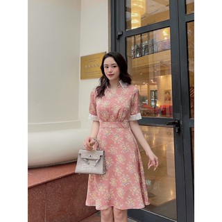 [Mã FAMALLT5 giảm 15% đơn 150k] Váy lụa cổ đức phối ren GV035 - Genni