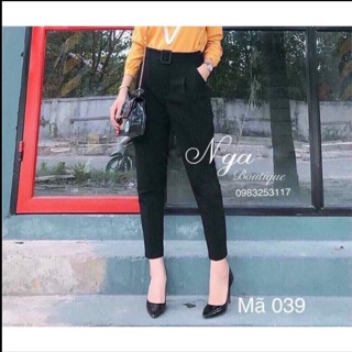 Quần tây đai vuông đen