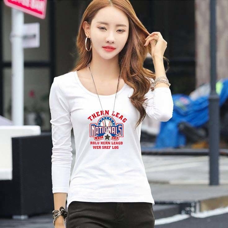 Áo thun dài tay cổ tròn in chữ thời trang cho nữ