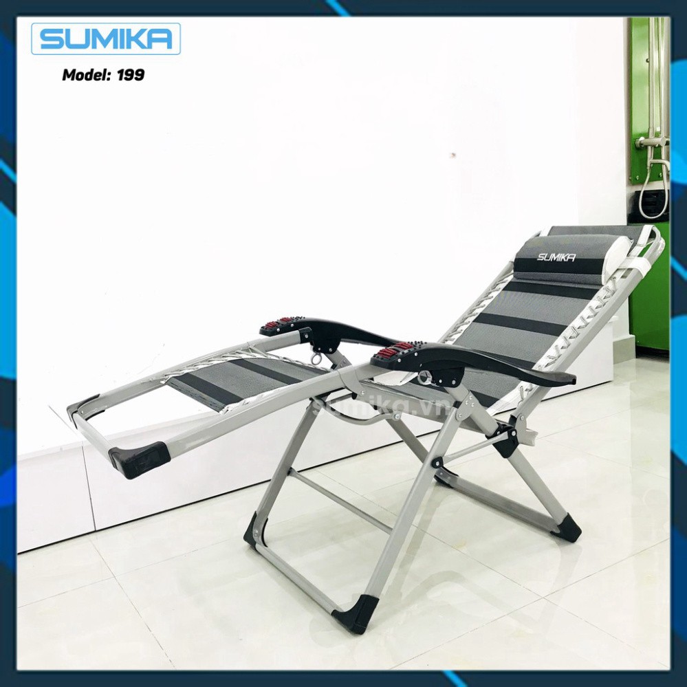 Ghế xếp thư giãn SUMIKA 199 - Mẫu mới nhất 2020, lăn tay massage, khung vuông cao cấp, tải trọng 200kg