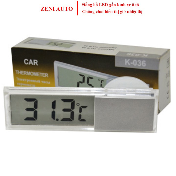 Đồng hồ LCD gắn kính xe ô tô hiển thị ngày giờ đo nhiệt độ ZENI AUTO