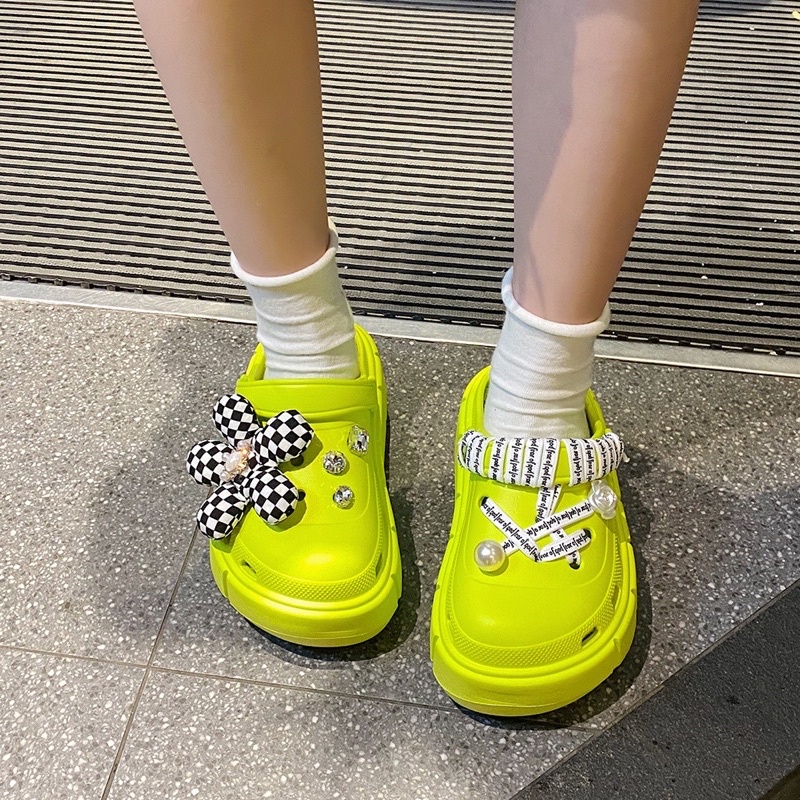 Dép sục Crocs đế cao HÀNG CHÍNH HÃNG phụ kiện hoa trà mơi nhất 2022