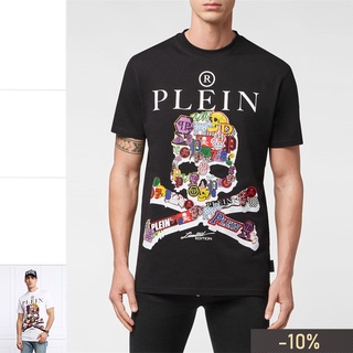 Áo thun ngắn tay in hình đầu lâu philipp plein pp cá tính cho nam
