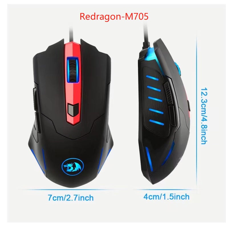 Chuột máy tính chơi game có dây REDRAGON M601 79/ 5000 RGB/ M607/ M705 CENTROPHOR-3200 DPI 6 nút điều chỉnh