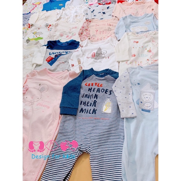 Sleepsuit hãng MOTHERCARE xuất dư, bộ body dài tay liền thân vải cotton ORGANIC cho bé trai và bé gái