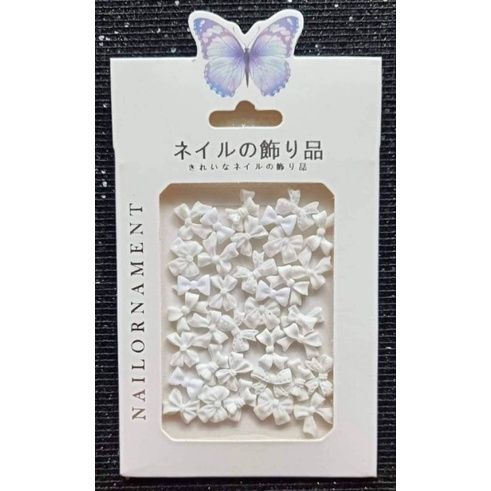 Set charm Nơ trang trí móng màu trắng set khoảng 30 viên