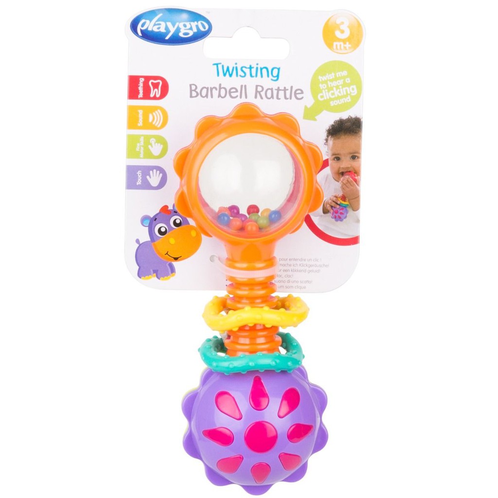 Đồ chơi xúc xắc gặm nướu Twisting Barbell Playgro, cho bé 3-24 tháng