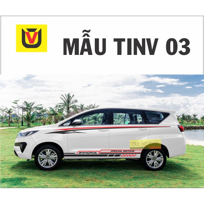 Tem xe innova decal pvc sắc nét, bền màu, chống nước, dán chung các đời xe