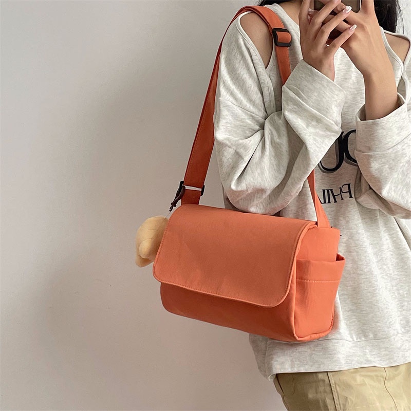 Túi Đeo Vai Vải canvas Màu Trơn Cỡ Lớn 2022 Kiểu Nhật Bản Thời Trang Cho Nữ