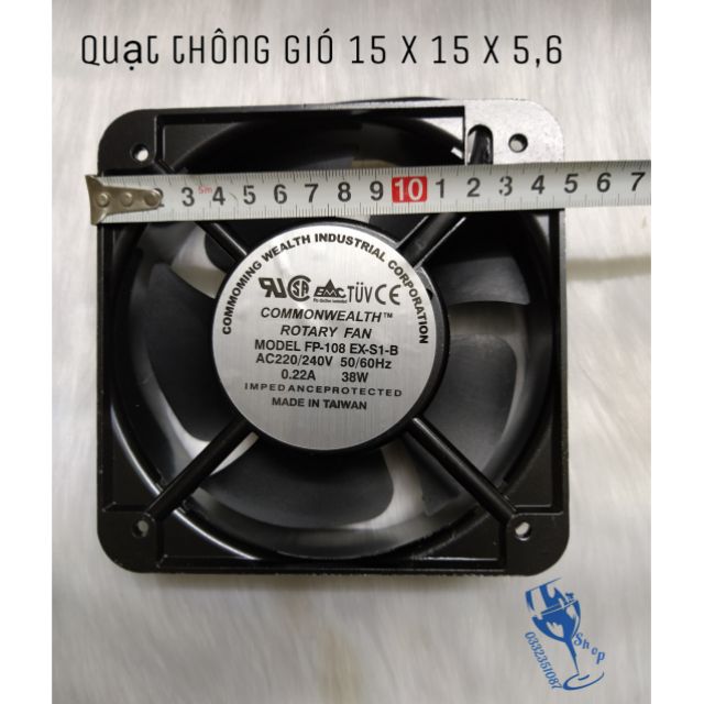 Quạt thông gió - quạt hút mùi 220v kích thước 15 x 15 x 5,6 cm