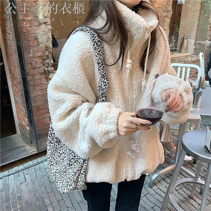 Áo Khoác Cashmere Cổ Cao Thêu Họa Tiết Phối Khóa Kéo Phong Cách Nhật Bản Cho Nữ