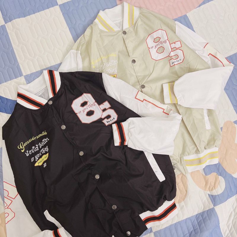 Khoác dù bomber unisex nam nữ tay phối