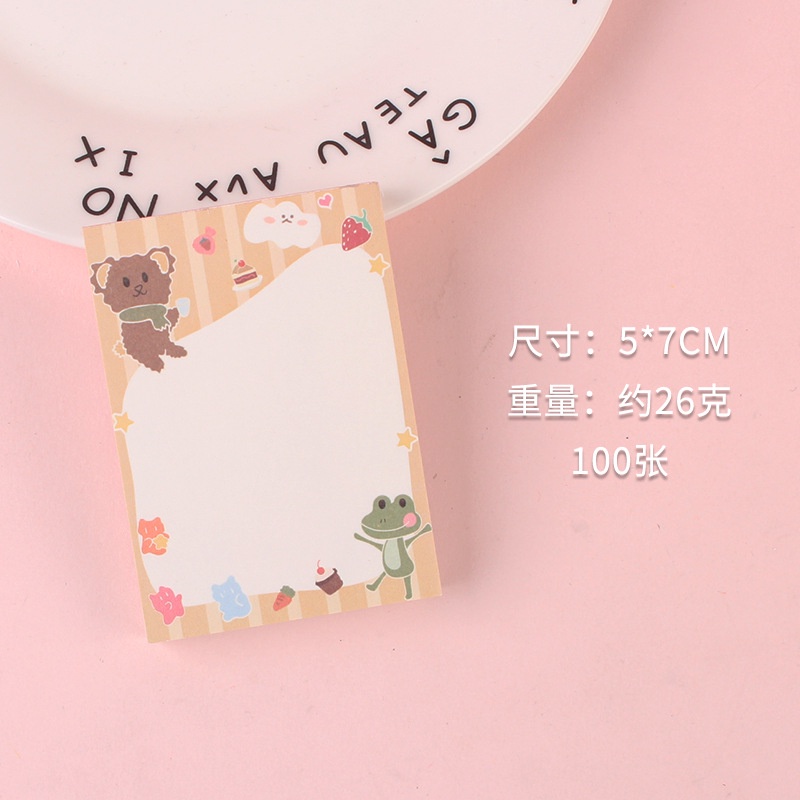 Bộ 100 Tấm Giấy Ghi Chú Dày Dặn Họa Tiết Hoạt Hình Sáng Tạo