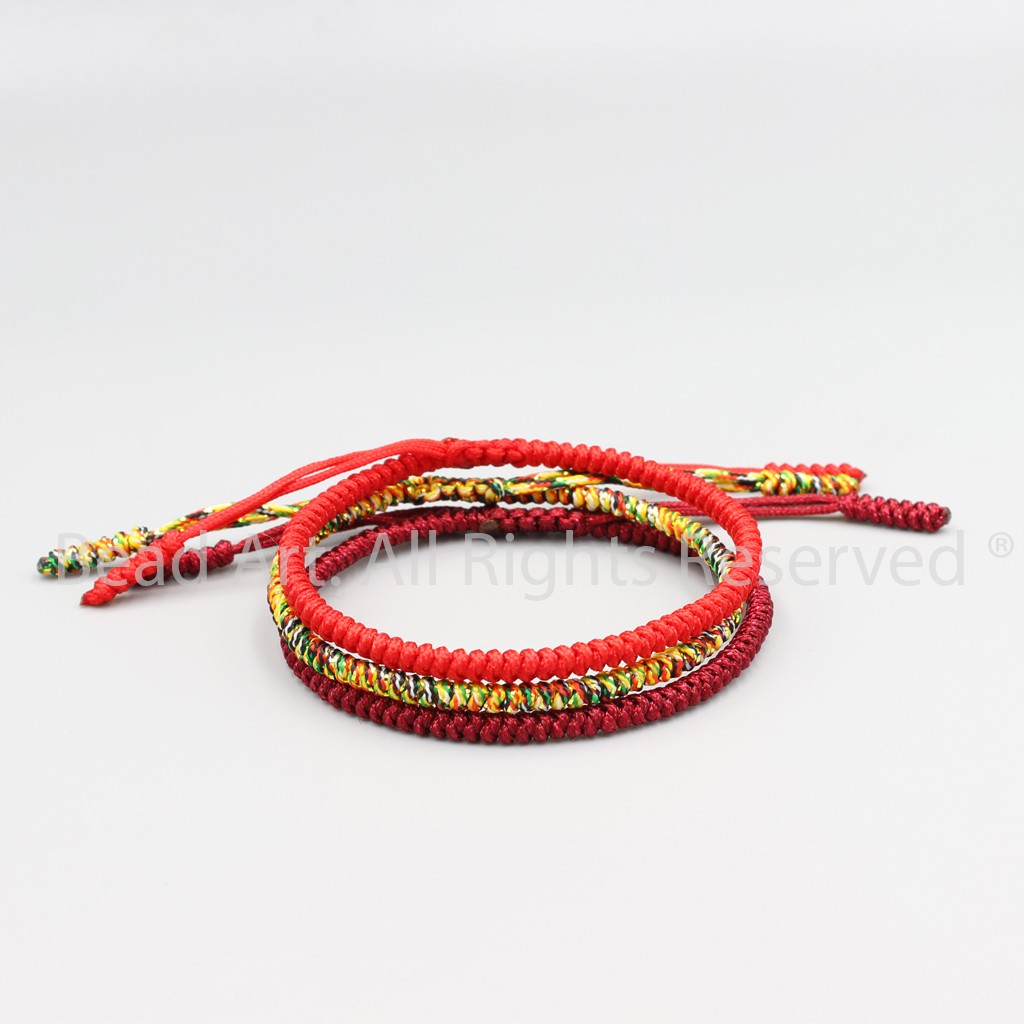 Combo 2 Vòng Tay Dây Ngũ Sắc Đỏ Đô Phong Cách Tibet Handmade, Vòng Tay Phong Thuỷ, Chuỗi Hạt S50 - Bead Art