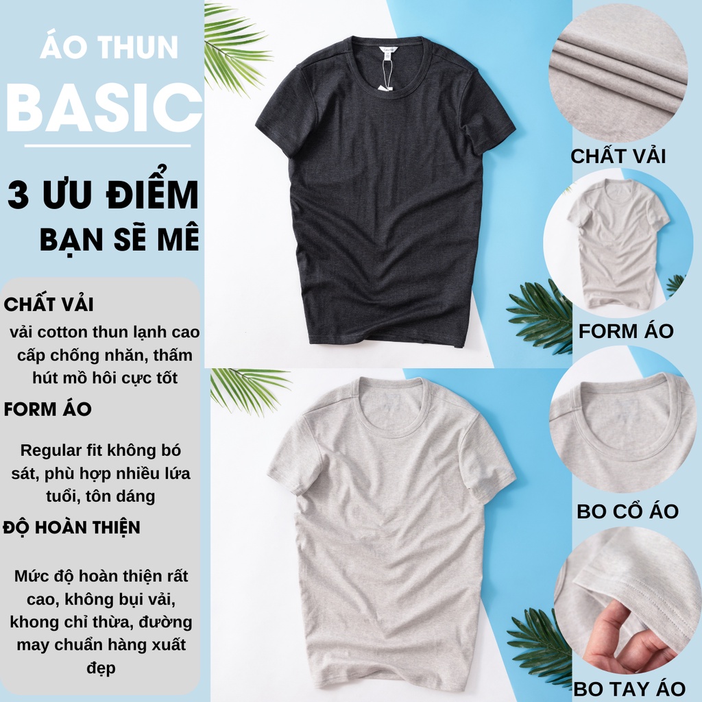 Áo thun nam  cổ tròn Cal.vin hàng xuất vải cotton liquid vân xược co giãn mềm mát dày dặn chống nhăn form slimfit nhẹ