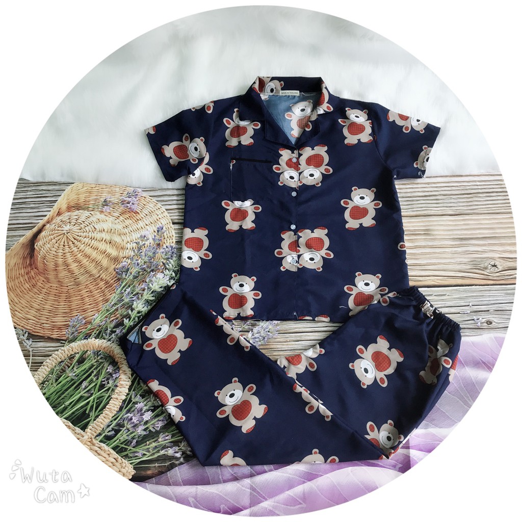 Bộ Pijama Áo Cộc Quần Dài