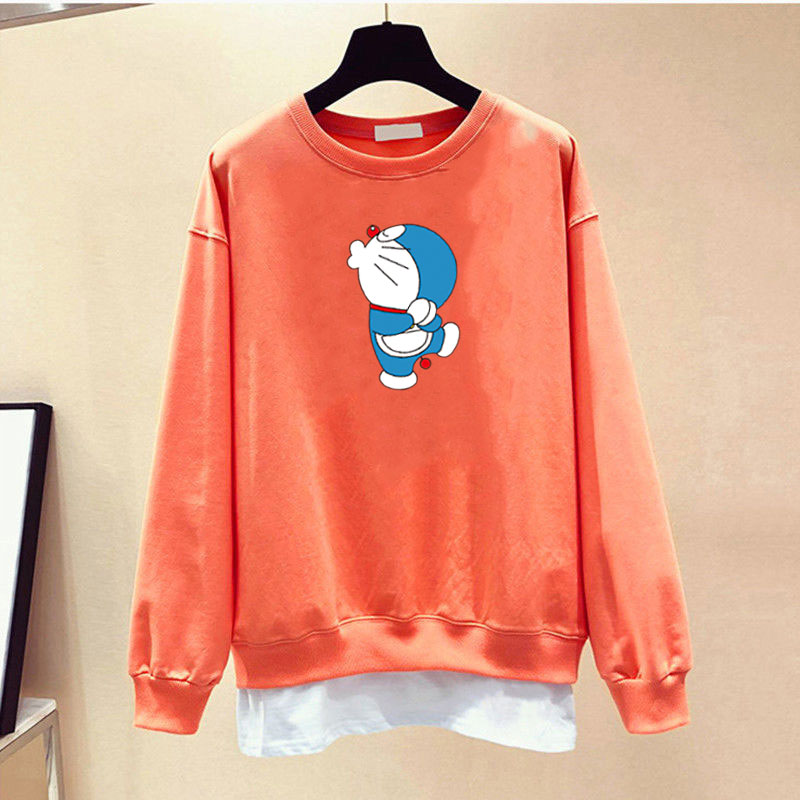 Áo Sweater Cotton Tay Dài Cổ Tròn In Họa Tiết Hoạt Hình Doremon 4 Màu Tùy Chọn Phong Cách Hàn Quốc Thời Trang Cho Nữ