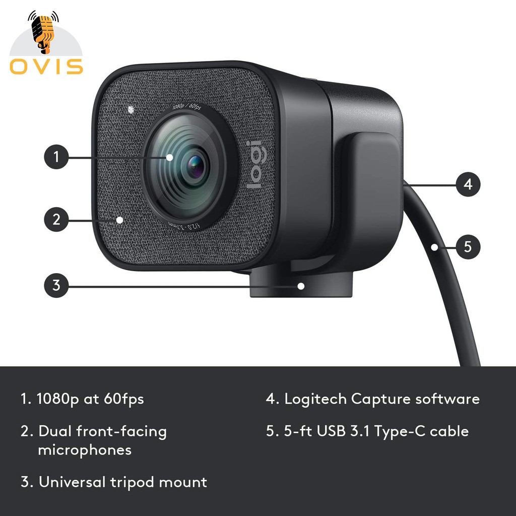 Logitech StreamCam - Webcam Livestream Chuyên Nghiệp, Độ Phân Giải 1080 FullHD/60 Fps | BigBuy360 - bigbuy360.vn