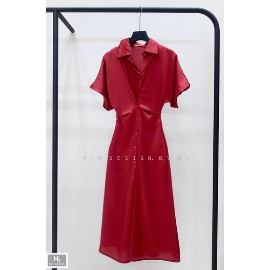 Đầm lụa đỏ đô🤍