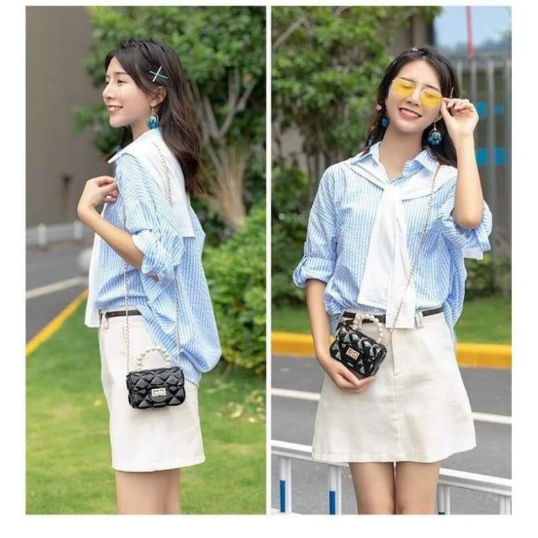 [Sẵn Hàng Giao Ngay] túi đeo chéo mini quai ngọc trai nhân tạo cho bé