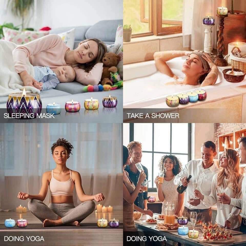 Bộ 4 cốc nến thơm hoa khô thiên nhiên nhẹ nhàng, quyến rủ